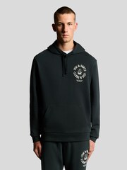 Lyle & Scott Black Ship Insignia Graphic Print Hoodie - Image 1 of 6