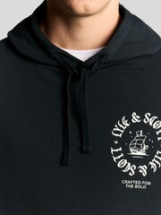 Lyle & Scott Black Ship Insignia Graphic Print Hoodie - Image 4 of 6