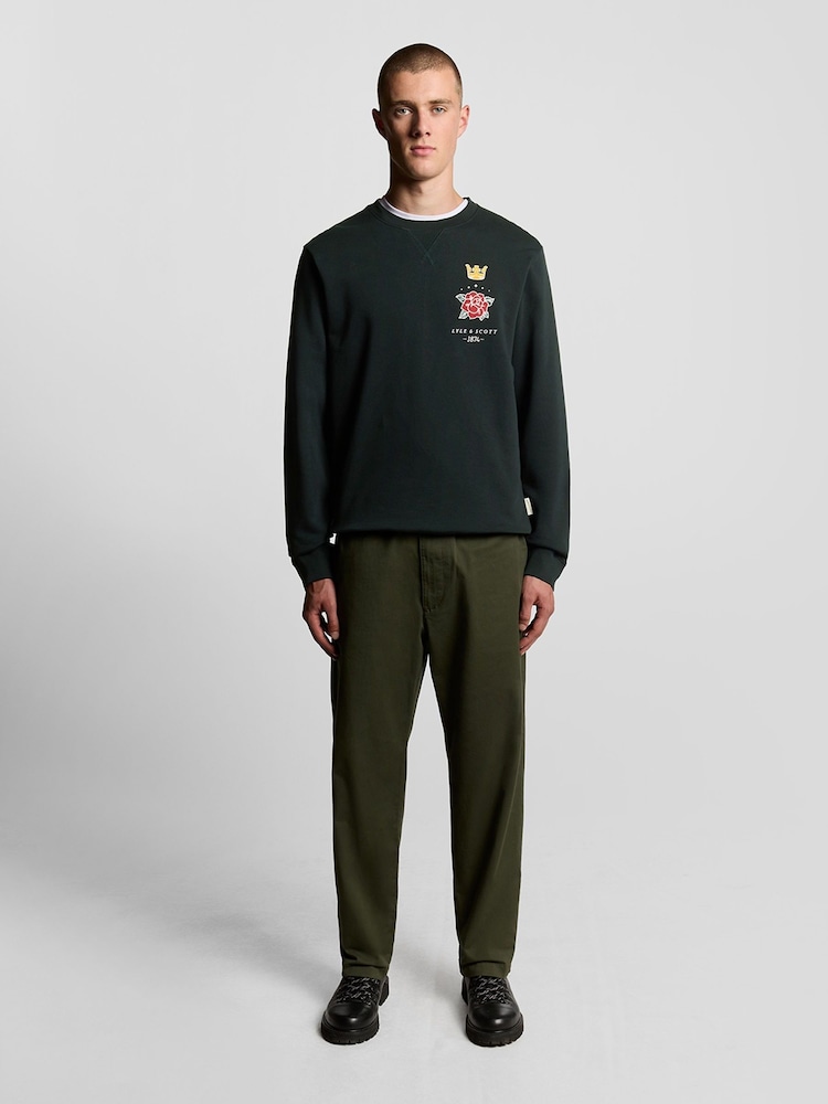 Lyle & Scott Blue Rose and Crown Graphic Print Crew Neck Sweatshirt - Image 2 of 5