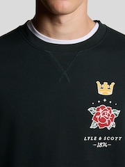 Lyle & Scott Blue Rose and Crown Graphic Print Crew Neck Sweatshirt - Image 3 of 5
