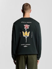 Lyle & Scott Blue Rose and Crown Graphic Print Crew Neck Sweatshirt - Image 4 of 5
