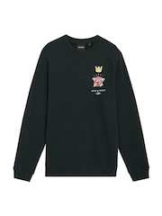 Lyle & Scott Blue Rose and Crown Graphic Print Crew Neck Sweatshirt - Image 5 of 5