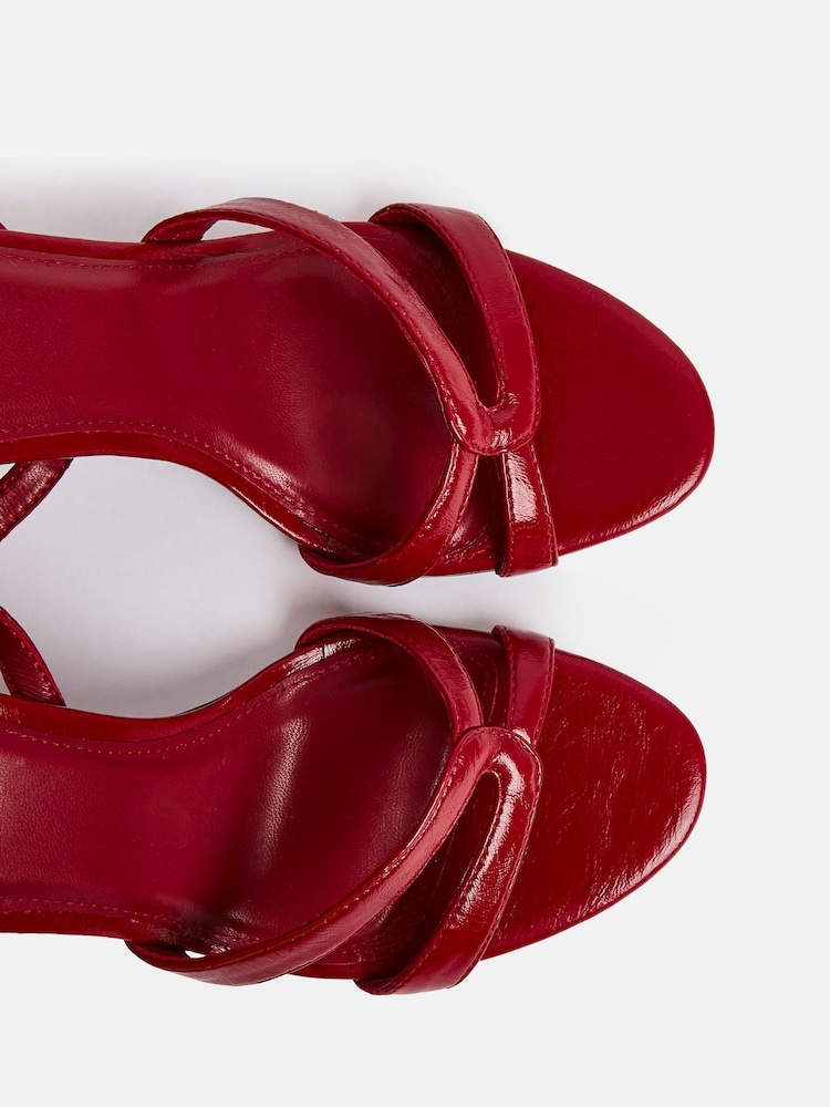 Linzi Red Bronte Heeled Sandals with Double Front Strap - Image 6 of 6 Linzi Red Bronte Heeled Sandals with Double Front Strap - Image 6 of 6