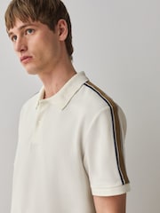Ecru Overarm Stripe Pique Polo Shirt - Image 4 of 7