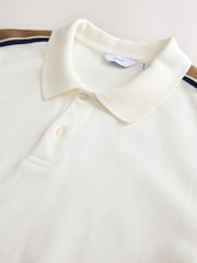 Ecru Overarm Stripe Pique Polo Shirt - Image 6 of 7