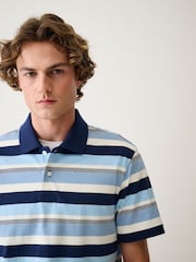 Azul/blanco - Polo con diseño de rayas horizontales - Imagen 1 de 5