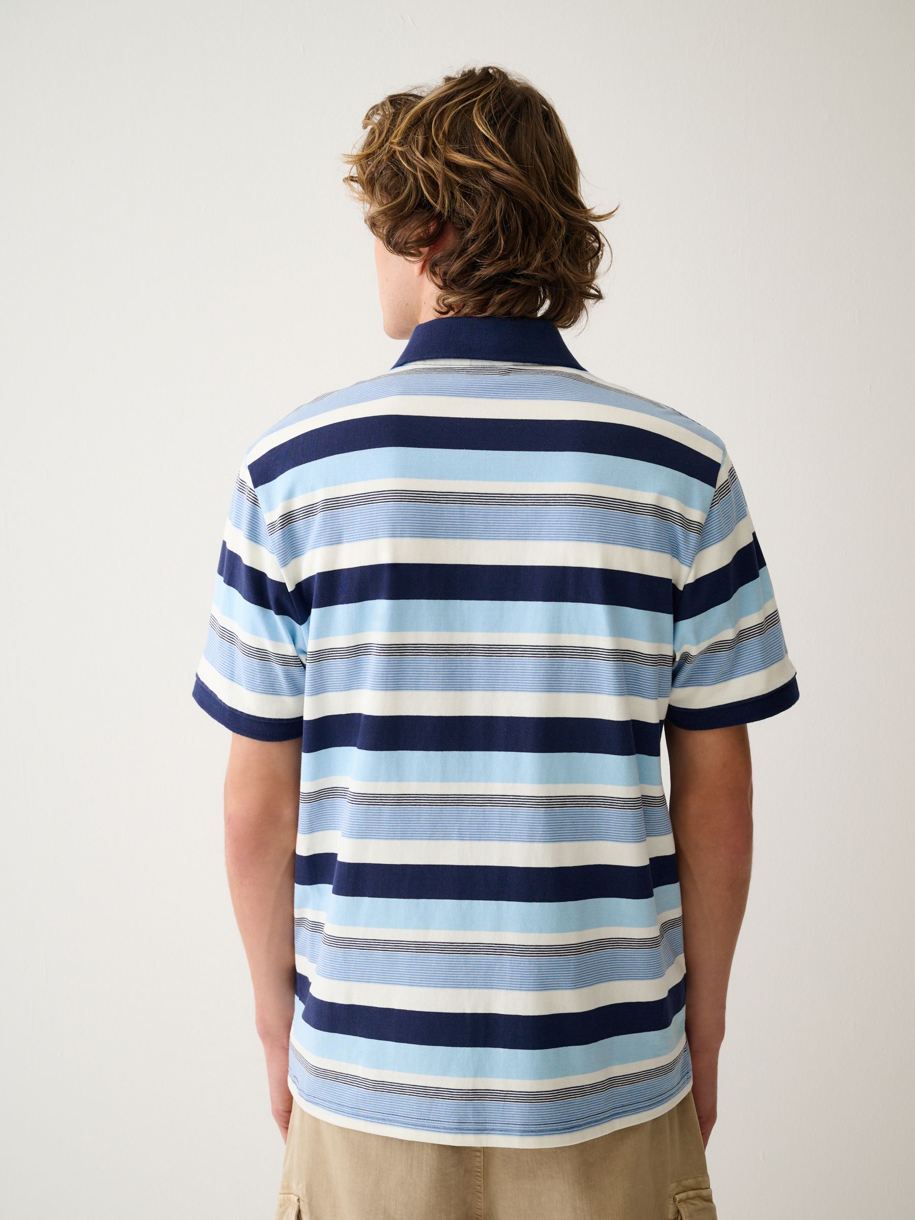 Buy Blue/White Horizontal Striped Polo Shirt from Next USA