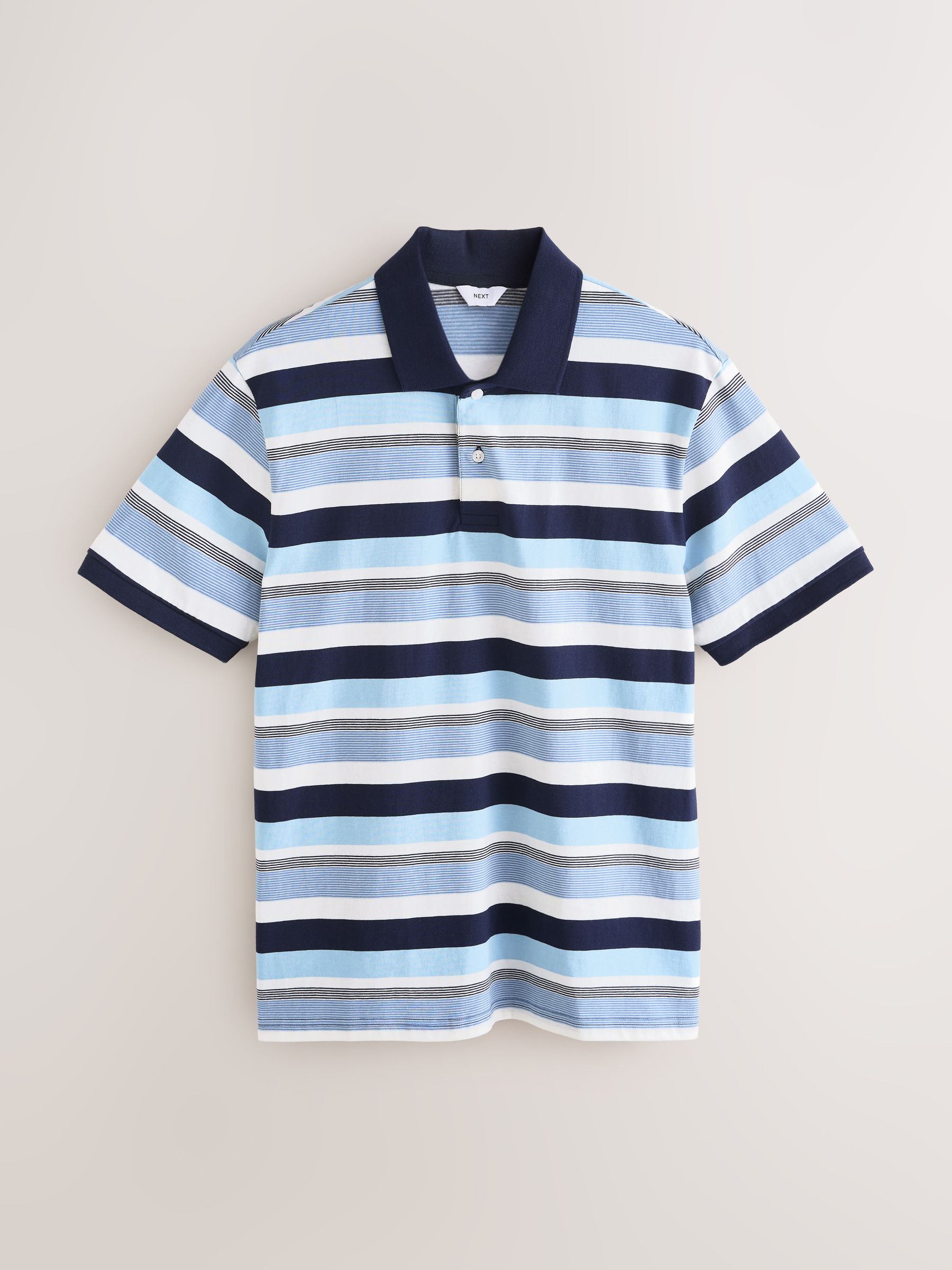 Buy Blue/White Horizontal Striped Polo Shirt from the Next UK