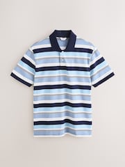 Blue/White Horizontal Striped Polo Shirt - Image 6 of 8