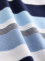 Blue/White Horizontal Striped Polo Shirt - Image 7 of 8