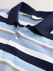 Blue/White Horizontal Striped Polo Shirt - Image 8 of 8