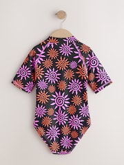 Black/Pink Sun Short Sleeved Sunsafe Swimsuit (6mths-16yrs) - Image 2 of 4