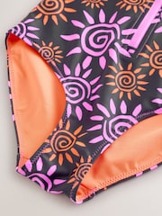 Black/Pink Sun Short Sleeved Sunsafe Swimsuit (6mths-16yrs) - Image 3 of 4