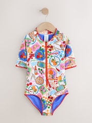 Multi Picnic Scene Short Sleeved Sunsafe Swimsuit (6mths-16yrs) - Image 1 of 4
