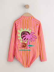 Pink/Orange Stripe Long Sleeve Sunsafe Swimsuit (3mths-16yrs) - Image 6 of 8