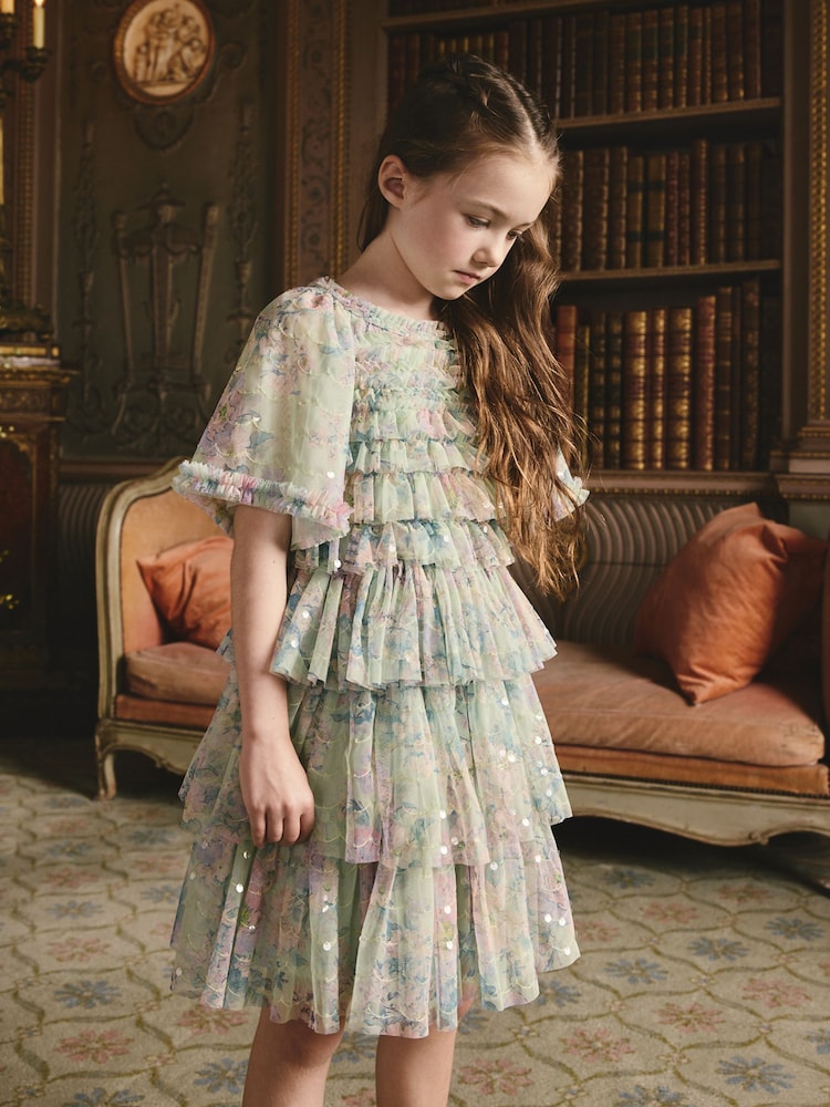 أخضر نعناعي - Floral Sequin Ruffle Mesh Occasion Dress (3-16yrs) - صورة 1 من 4 أخضر نعناعي - Floral Sequin Ruffle Mesh Occasion Dress (3-16yrs) - صورة 1 من 4
