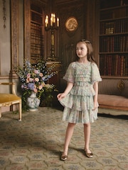 أخضر نعناعي - Floral Sequin Ruffle Mesh Occasion Dress (3-16yrs) - صورة 2 من 4