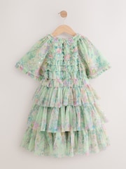 Mint Green Floral Sequin Ruffle Mesh Occasion Dress (3-16yrs) - Image 6 of 10