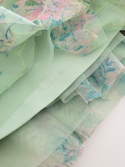 Mint Green Floral Sequin Ruffle Mesh Occasion Dress (3-16yrs) - Image 9 of 10