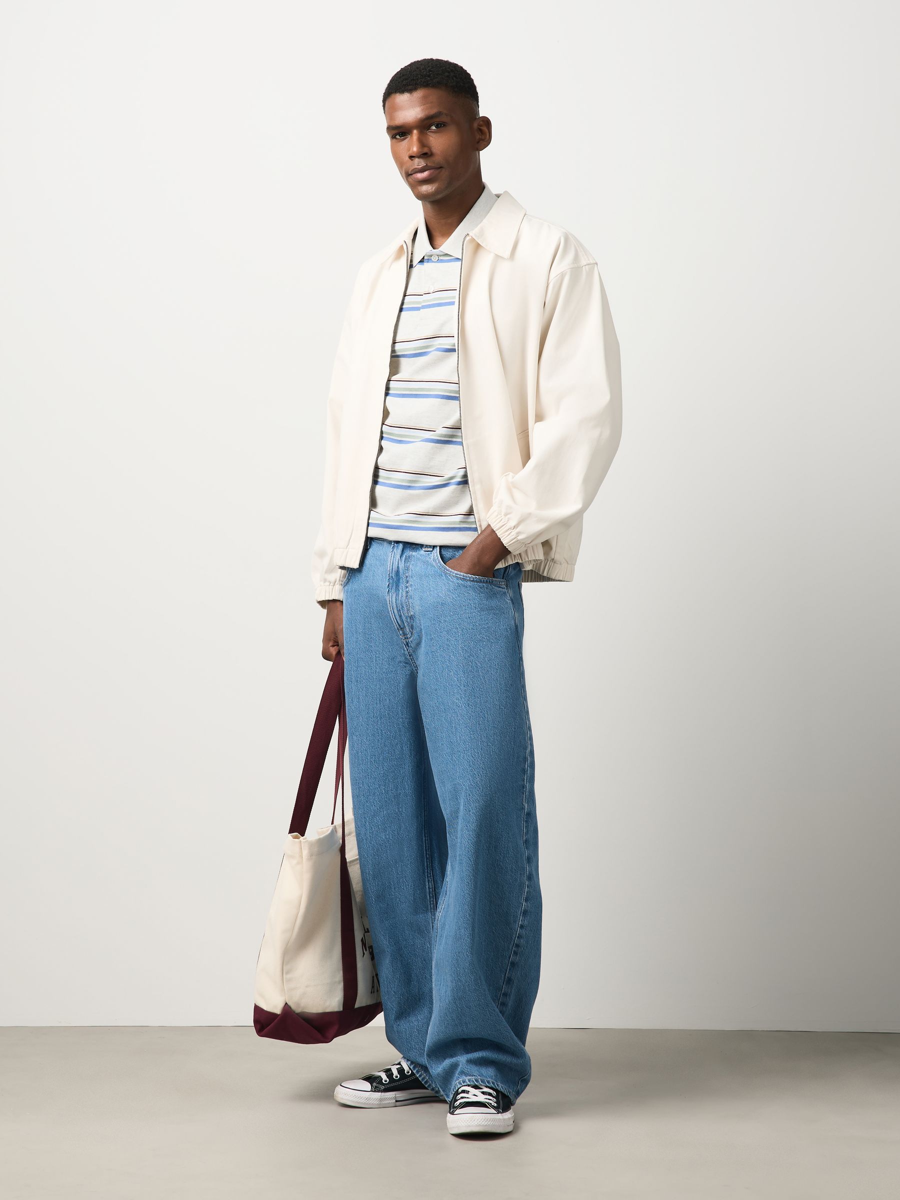 Buy Grey Marl/Blue Horizontal Striped Polo Shirt from the Next UK