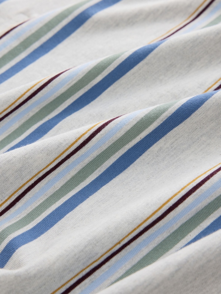 Grey Marl/Blue Horizontal Striped Polo Shirt - Image 2 of 3 Grey Marl/Blue Horizontal Striped Polo Shirt - Image 2 of 3