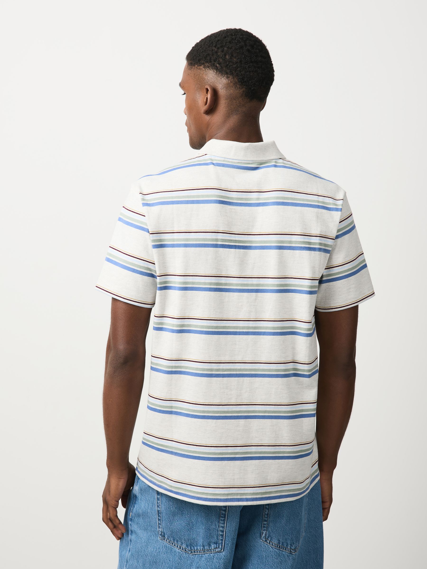 Buy Grey Marl/Blue Horizontal Striped Polo Shirt from Next USA