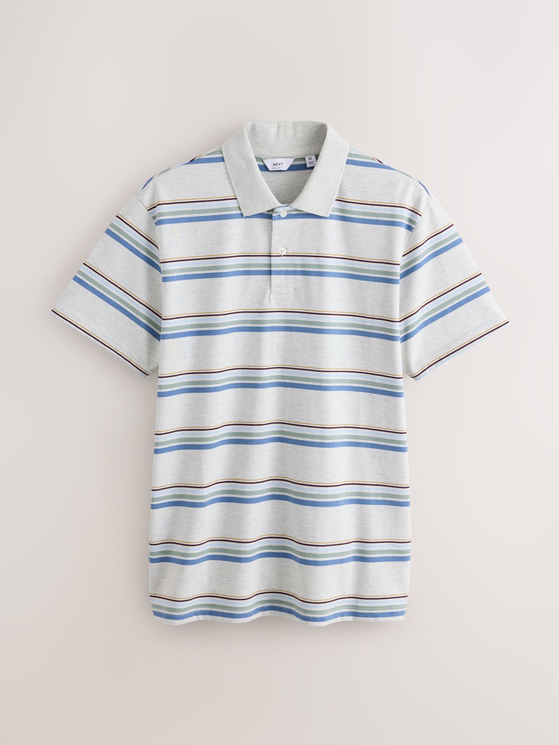 Buy Grey Marl/Blue Horizontal Striped Polo Shirt from Next USA