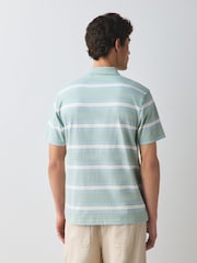 Sage Green Horizontal Striped Polo Shirt - Image 4 of 8