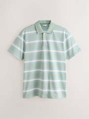 Sage Green Horizontal Striped Polo Shirt - Image 6 of 8