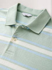 Sage Green Horizontal Striped Polo Shirt - Image 7 of 8