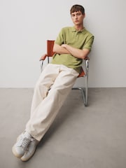 Green Slub Regular Fit Textured Smart Polo Shirt - Image 5 of 9