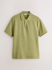 Green Slub Regular Fit Textured Smart Polo Shirt - Image 7 of 9