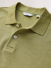 Green Slub Regular Fit Textured Smart Polo Shirt - Image 9 of 9