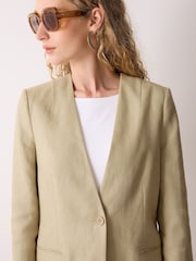 Jigsaw Cream Irish Linen Edge Blazer - Image 3 of 7