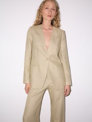 Jigsaw Cream Irish Linen Edge Blazer - Image 6 of 7