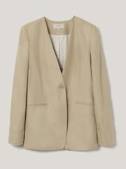 Jigsaw Cream Irish Linen Edge Blazer - Image 7 of 7