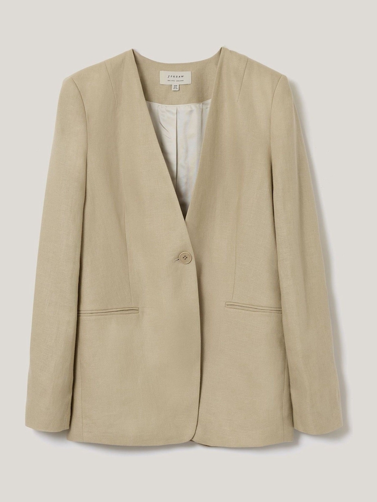 Jigsaw Cream Irish Linen Edge Blazer - Image 7 of 7