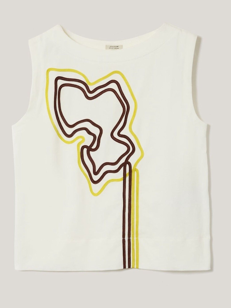 Jigsaw Cream Cornelli Tape Jersey Tank - Image 1 of 1