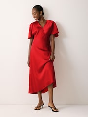 Jigsaw Red Heavy Satin Bias Cut Dress - Image 1 of 5