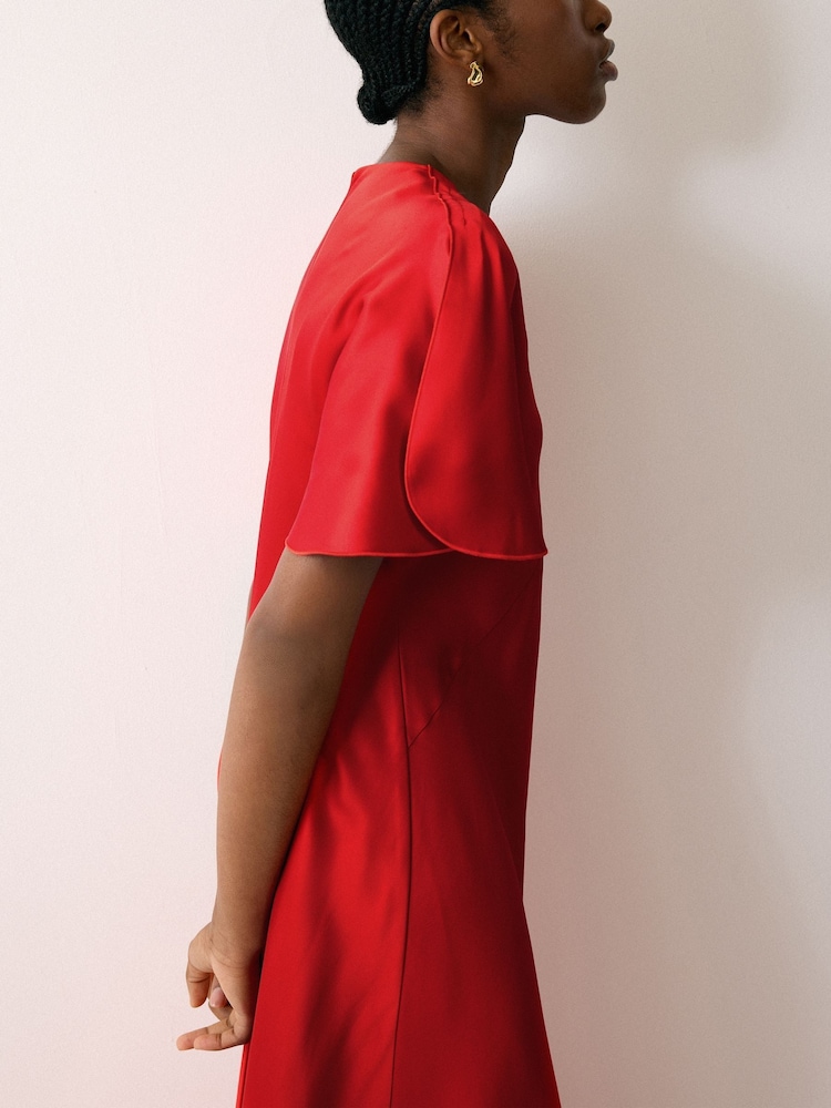 Jigsaw Red Heavy Satin Bias Cut Dress - Image 2 of 5