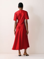 Jigsaw Red Heavy Satin Bias Cut Dress - Image 4 of 5
