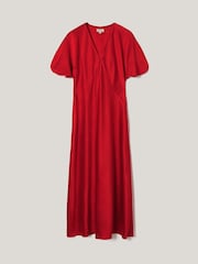 Jigsaw Red Heavy Satin Bias Cut Dress - Image 5 of 5