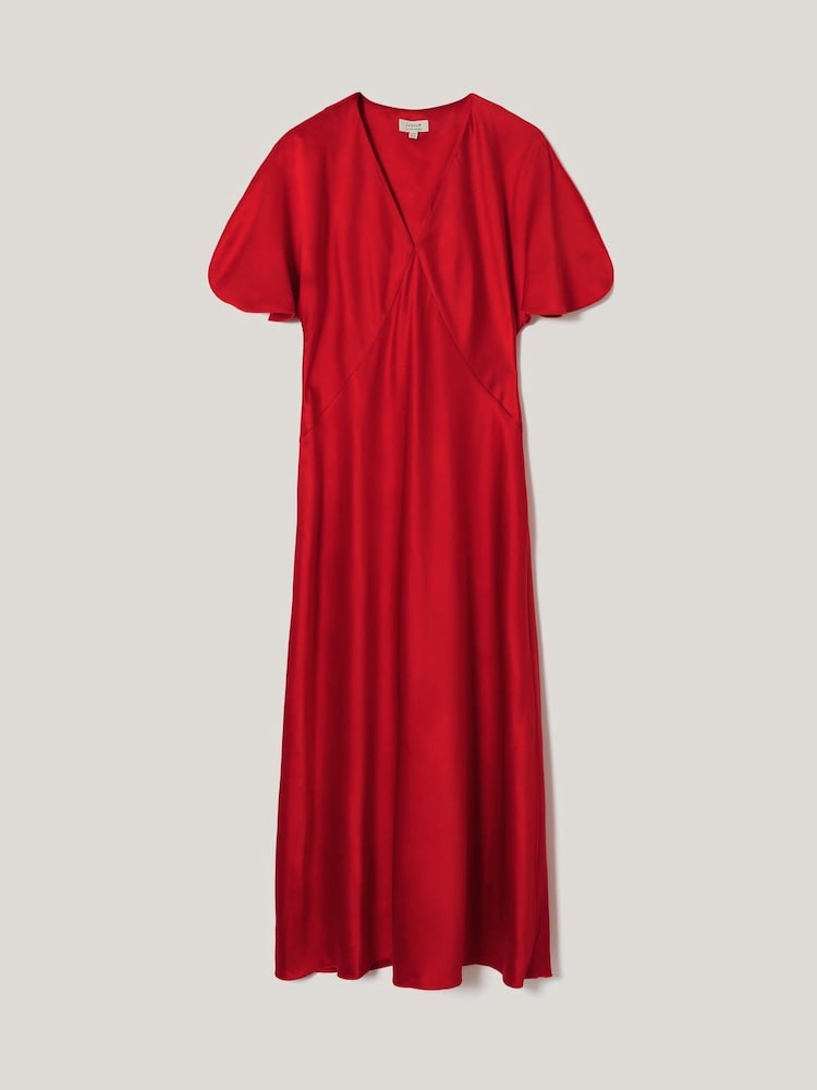 Jigsaw Red Heavy Satin Bias Cut Dress - Image 5 of 5