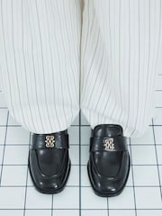 River Island Black Heeled Loafers with trim - Image 1 of 6