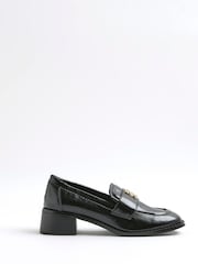 River Island Black Heeled Loafers with trim - Image 2 of 6