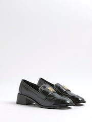 River Island Black Heeled Loafers with trim - Image 3 of 6