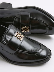 River Island Black Heeled Loafers with trim - Image 5 of 6