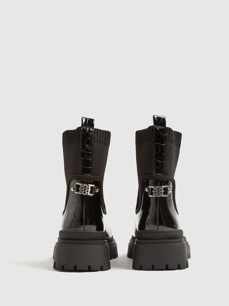 Buy River Island Black Knit Chunky Ankle Boots from Next USA display picture 2