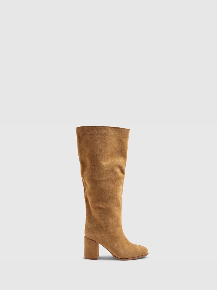 River Island Brown Block Heel High Leg Boots - Image 1 of 5