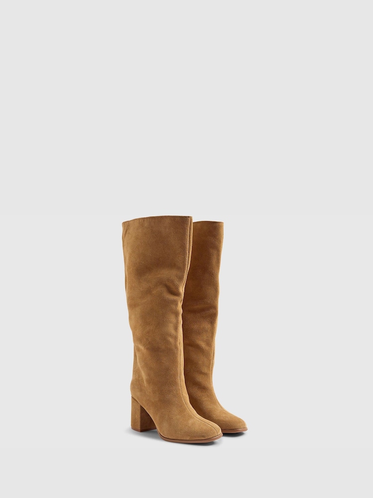 River Island Brown Block Heel High Leg Boots - Image 2 of 5